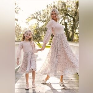 Pink and Floral Long Sleeve Dress